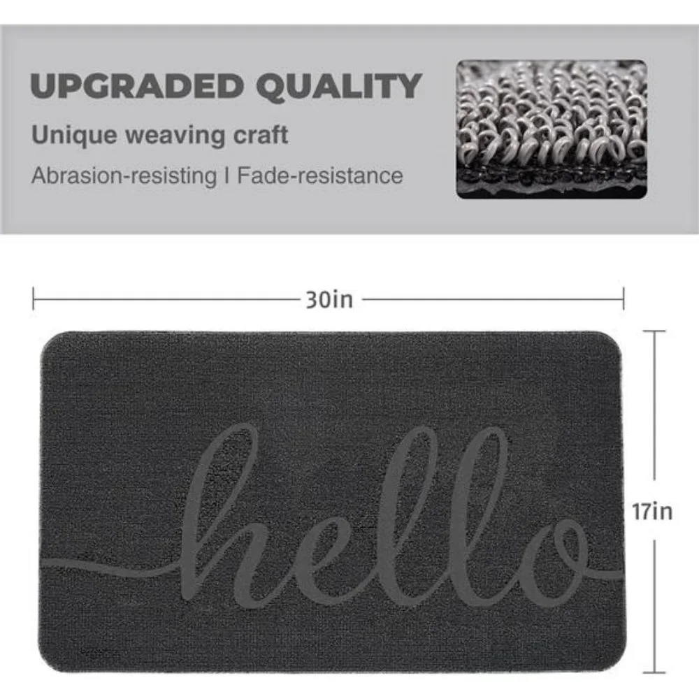 Front Door Mat, Non-Slip Entryway Rug, Resist Dirt Hello Welcome Mat (17X30'')